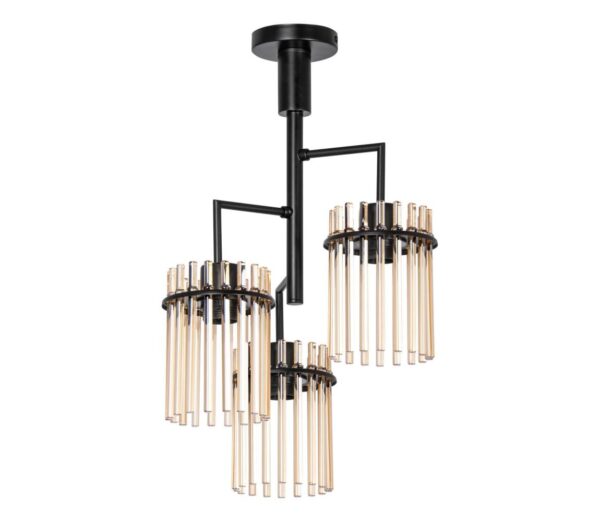 Csillár rúdon 3xE27/60W/230V fekete/bézs