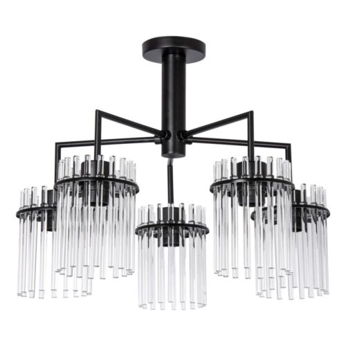 Csillár rúdon 5xE27/60W/230V fekete/átlátszó
