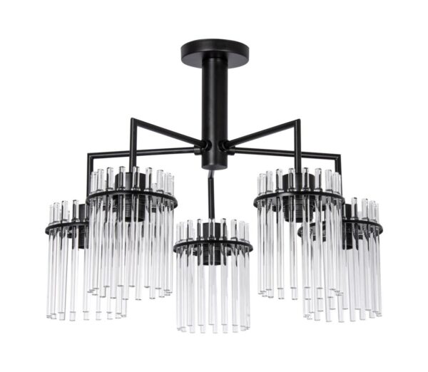Csillár rúdon 5xE27/60W/230V fekete/átlátszó