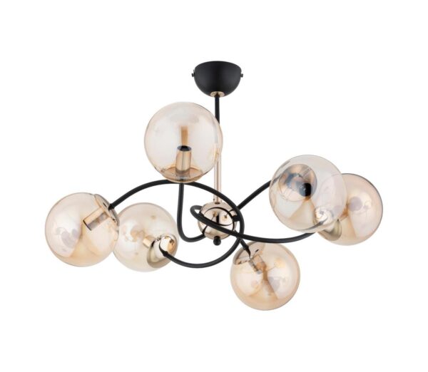 Csillár rúdon  AURORA 6xE14/10W/230V fekete/arany