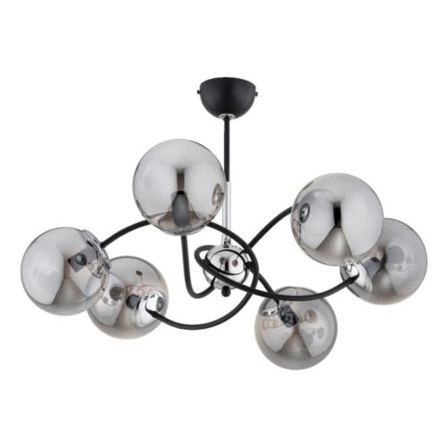 Csillár rúdon AURORA 6xE14/10W/230V fekete/króm
