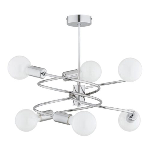 Csillár rúdon DISCO 6xE27/60W/230V fényezett króm