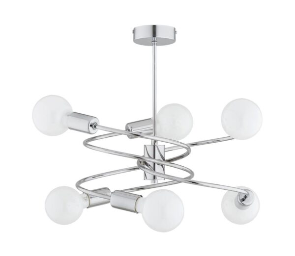 Csillár rúdon DISCO 6xE27/60W/230V fényezett króm