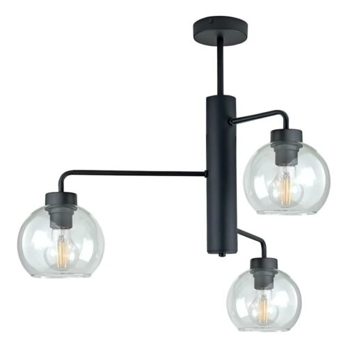 Keter Lighting Csillár rúdon FLEX 3xE27/60W/230V fekete/átlátszó