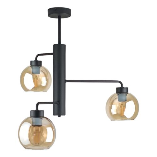 Keter Lighting Csillár rúdon FLEX 3xE27/60W/230V fekete/füstös bézs