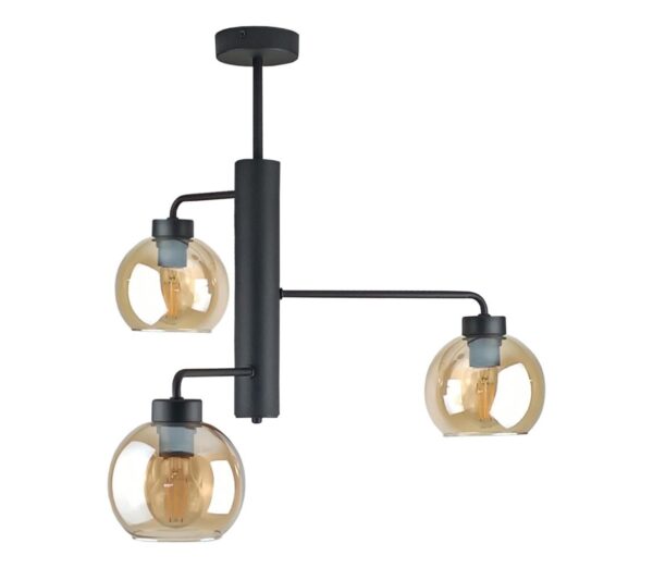 Keter Lighting Csillár rúdon FLEX 3xE27/60W/230V fekete/füstös bézs