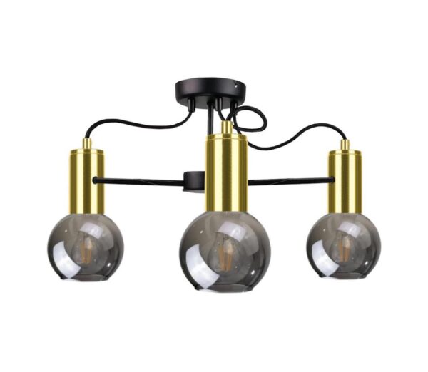 Csillár rúdon LIVA 3xE27/60W/230V fekete/arany