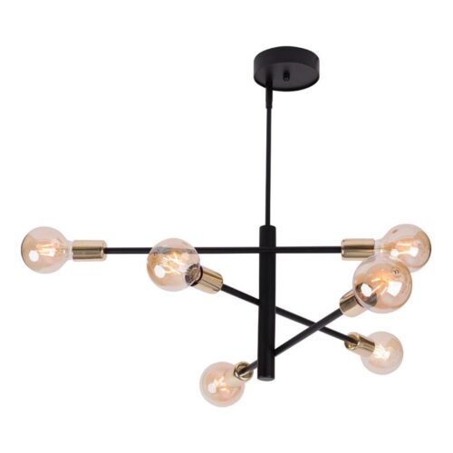 Csillár rúdon ONYX 6xE27/60W/230V fekete/arany