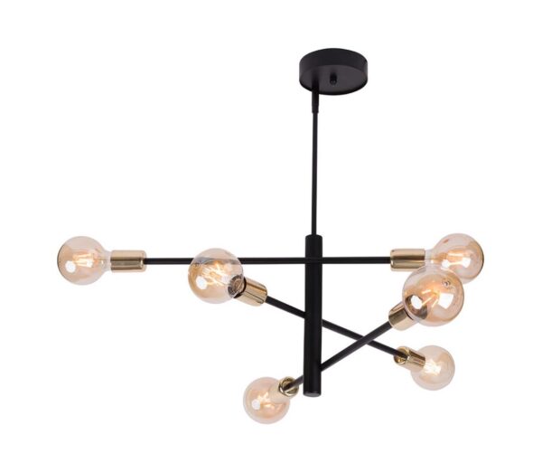Csillár rúdon ONYX 6xE27/60W/230V fekete/arany