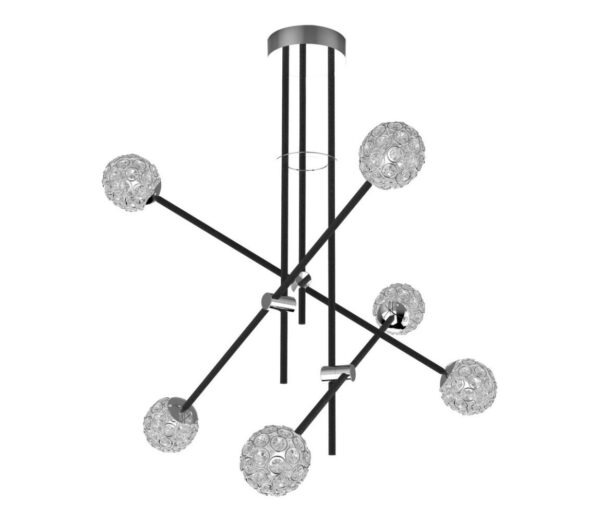 Csillár rúdon PAKSOS 6xG9/5W/230V fekete