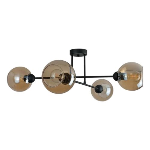 Keter Lighting Csillár rúdon VASCO 4xE27/60W/230V fekete/füstös bézs