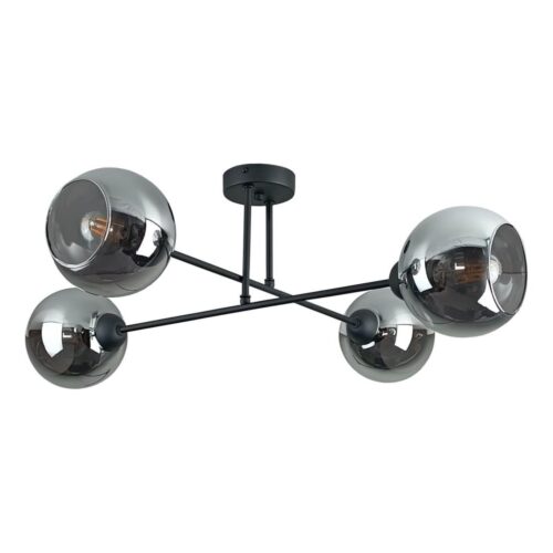 Keter Lighting Csillár rúdon VASCO 4xE27/60W/230V fekete/füstös fekete