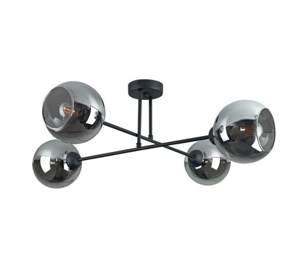 Keter Lighting Csillár rúdon VASCO 4xE27/60W/230V fekete/füstös fekete