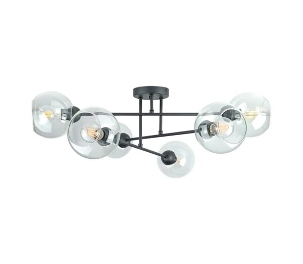 Keter Lighting Csillár rúdon VASCO 6xE27/60W/230V fekete/átlátszó