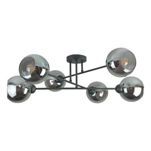 Keter Lighting Csillár rúdon VASCO 6xE27/60W/230V fekete/füstös fekete
