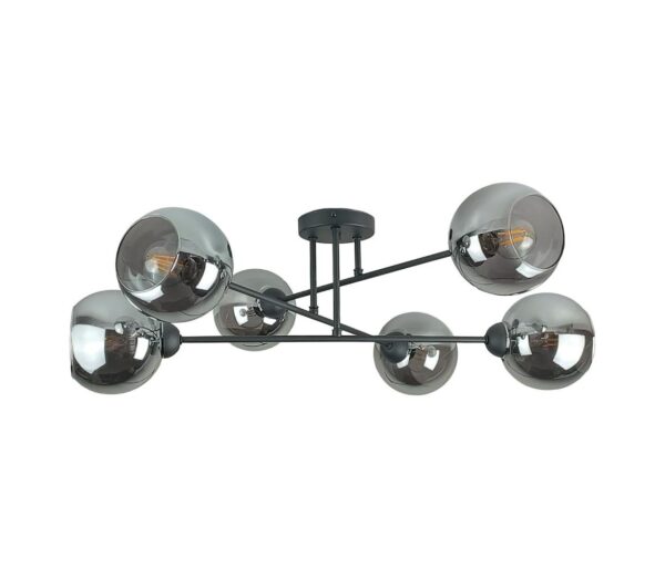 Keter Lighting Csillár rúdon VASCO 6xE27/60W/230V fekete/füstös fekete
