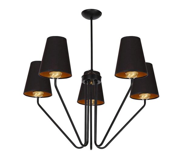 Csillár rúdon VICTORIA 5xE27/60W/230V fekete
