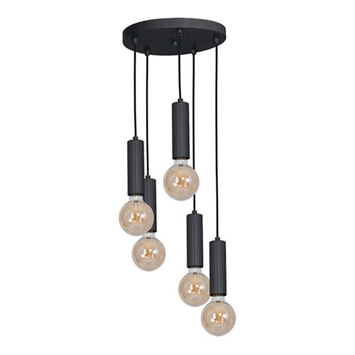 Csillár TUBES 5xE27/60W/230V fekete