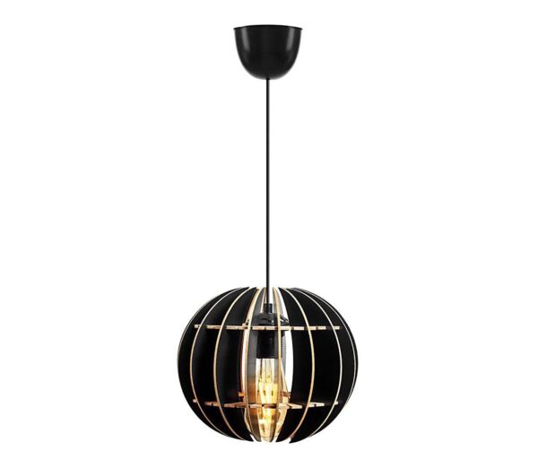 Csillár zsinóron 1xE27/60W/230V fekete átm. 20 cm