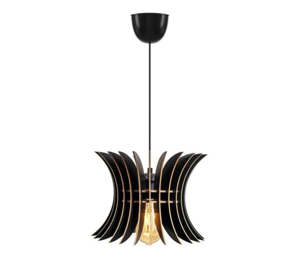 Csillár zsinóron 1xE27/60W/230V fekete átm. 20 cm
