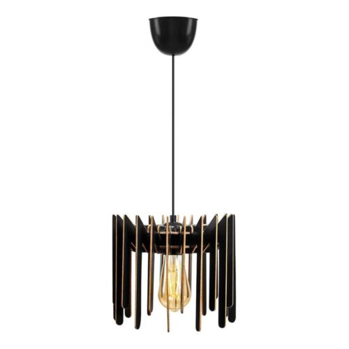 Csillár zsinóron 1xE27/60W/230V fekete átm. 23 cm