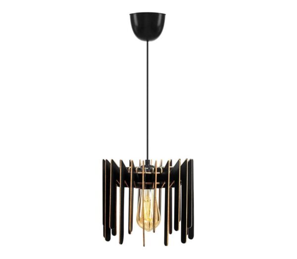 Csillár zsinóron 1xE27/60W/230V fekete átm. 23 cm