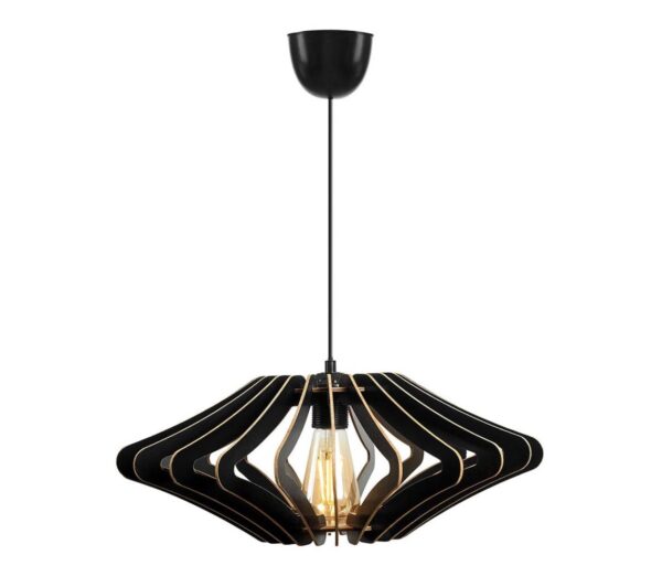 Csillár zsinóron 1xE27/60W/230V fekete átm. 47 cm