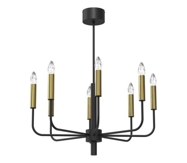 Csillár zsinóron AKASYA 8xE14/15W/230V fekete/arany