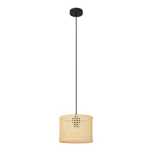 Csillár zsinóron ALBA 1xE27/15W/230V á. 20 cm rattan/fekete