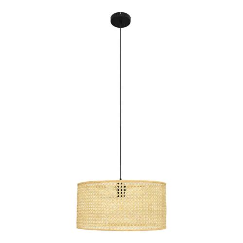 Csillár zsinóron ALBA 1xE27/15W/230V á. 40 cm rattan/fekete