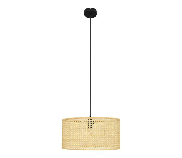 Csillár zsinóron ALBA 1xE27/15W/230V á. 40 cm rattan/fekete