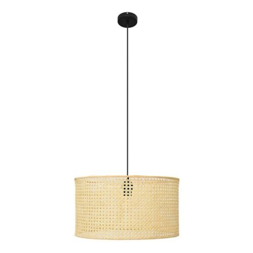 Csillár zsinóron ALBA 1xE27/15W/230V á. 45 cm rattan/fekete