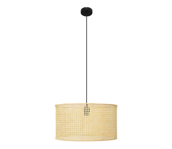 Csillár zsinóron ALBA 1xE27/15W/230V á. 45 cm rattan/fekete