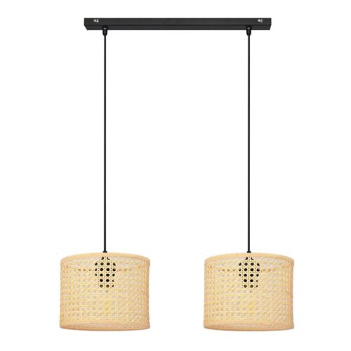 Csillár zsinóron ALBA 2xE27/15W/230V rattan/fekete
