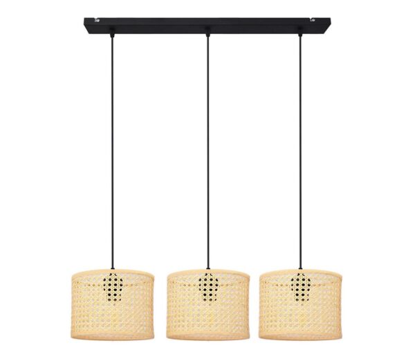 Csillár zsinóron ALBA 3xE27/15W/230V rattan/fekete