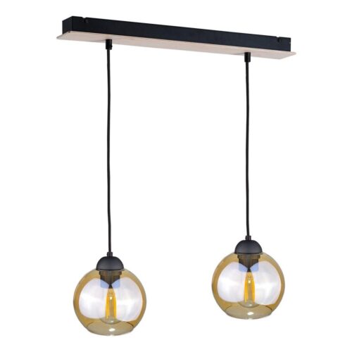 Keter Lighting Csillár zsinóron AMBRE WOOD 2xE27/60W/230V