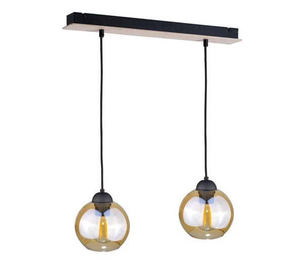 Keter Lighting Csillár zsinóron AMBRE WOOD 2xE27/60W/230V