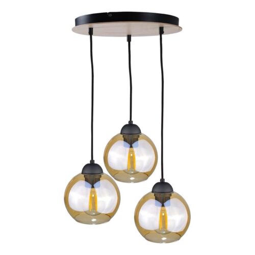 Keter Lighting Csillár zsinóron AMBRE WOOD 3xE27/60W/230V á. 30 cm