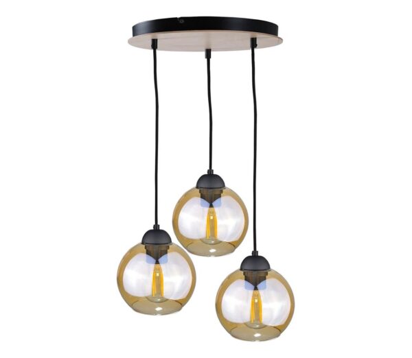 Keter Lighting Csillár zsinóron AMBRE WOOD 3xE27/60W/230V á. 30 cm