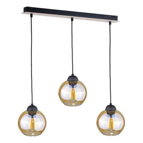 Keter Lighting Csillár zsinóron AMBRE WOOD 3xE27/60W/230V