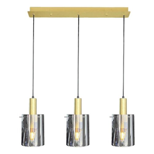 Csillár zsinóron ARCADIA 3xE27/60W/230V arany/füstös