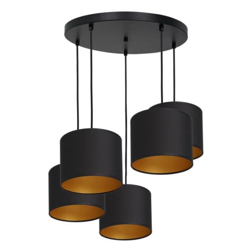 Csillár zsinóron ARDEN 5xE27/60W/230V fekete/arany