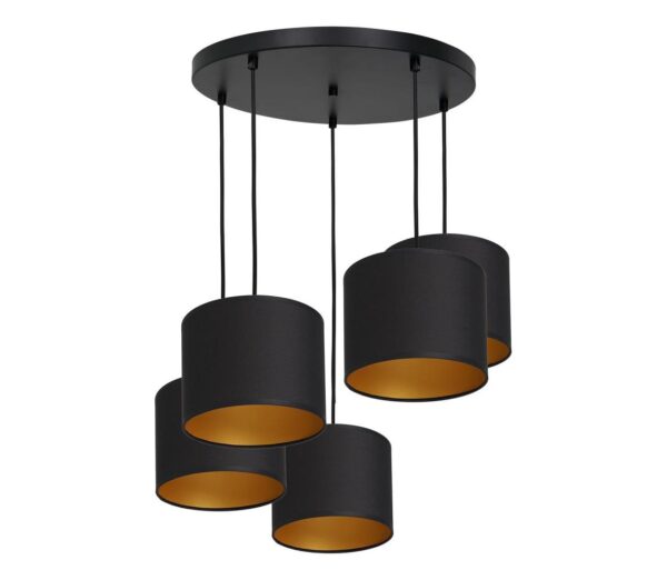 Csillár zsinóron ARDEN 5xE27/60W/230V fekete/arany
