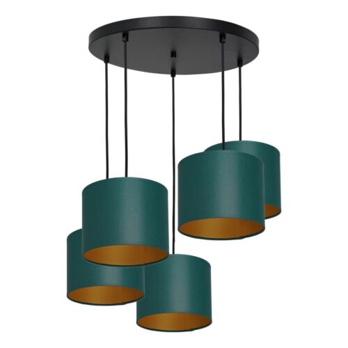Csillár zsinóron ARDEN 5xE27/60W/230V zöld/arany