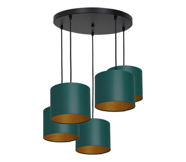 Csillár zsinóron ARDEN 5xE27/60W/230V zöld/arany