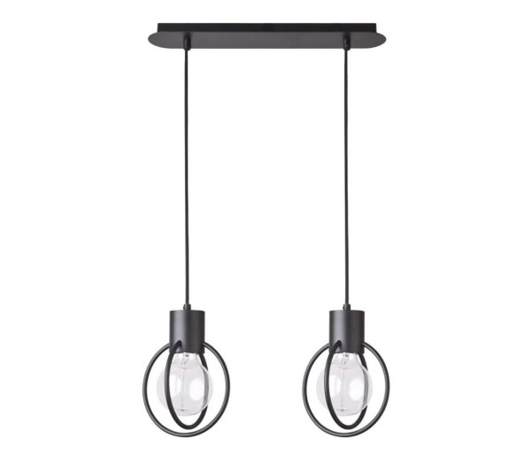 Csillár zsinóron AURA 2xE27/60W/230V fekete