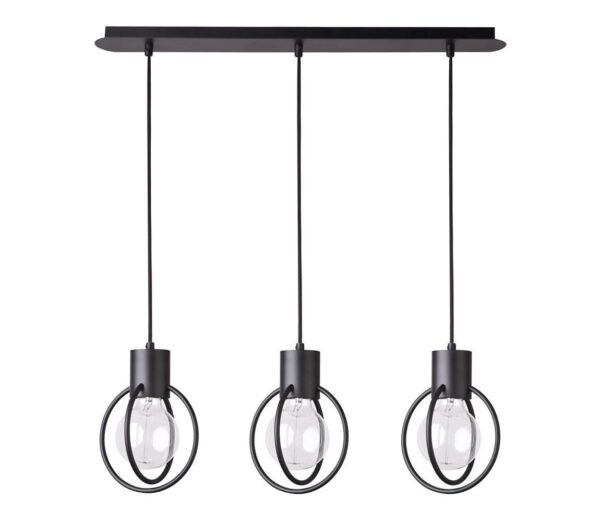 Csillár zsinóron AURA 3xE27/60W/230V fekete