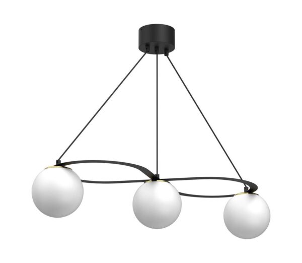 Csillár zsinóron BALLO 3xE27/15W/230V fekete/fehér