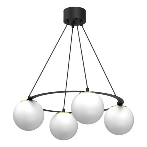 Csillár zsinóron BALLO 4xE27/15W/230V fekete/fehér