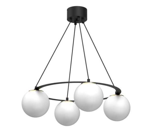 Csillár zsinóron BALLO 4xE27/15W/230V fekete/fehér